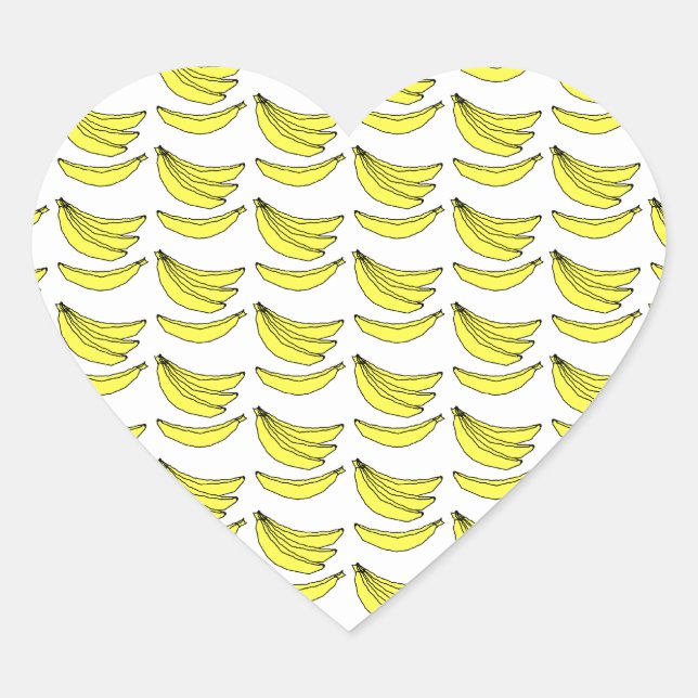 Bananenmuster Herz-Aufkleber (Vorderseite)