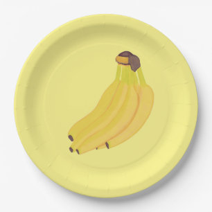 Bananenpapier-Teller mit reifen gelben Bananen Pappteller