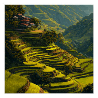 Banaue Philippinen Reisterrassen Vintage Reise  Poster