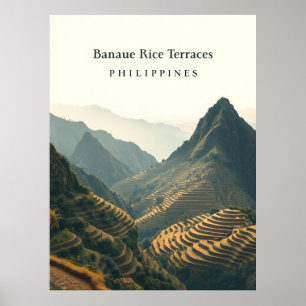 Banaue-Reisterrassen, Philippinen Illustration Poster