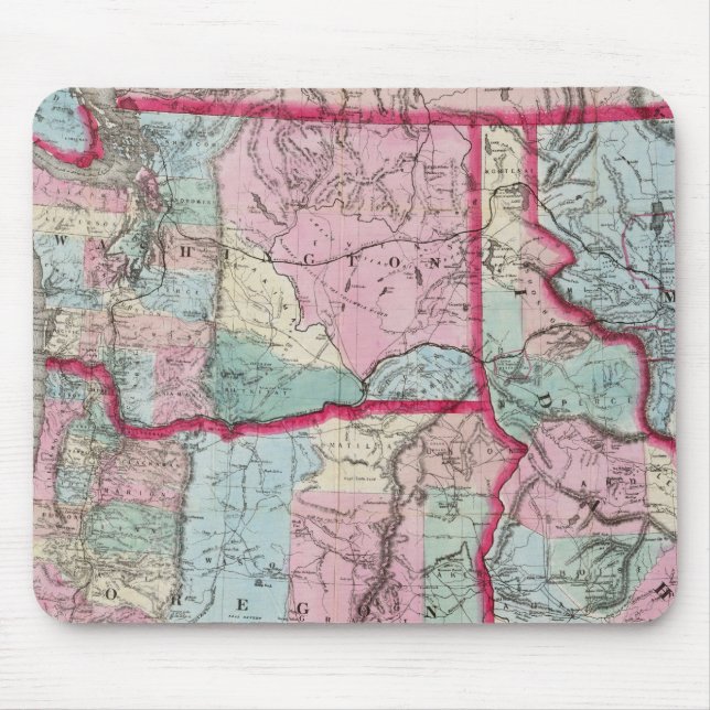 Bancrofts Karte von Oregon, Washington, Idaho Mousepad (Vorne)