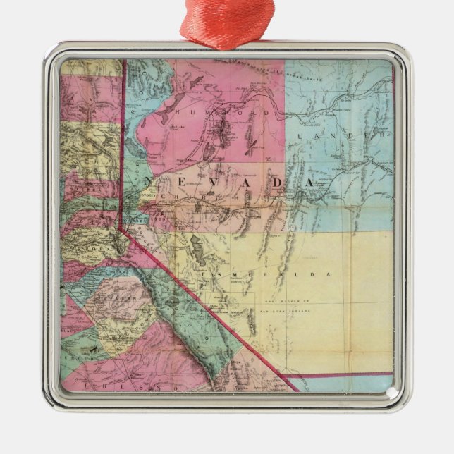 Bancroft's Map of California, Nevada Silbernes Ornament (Vorne)