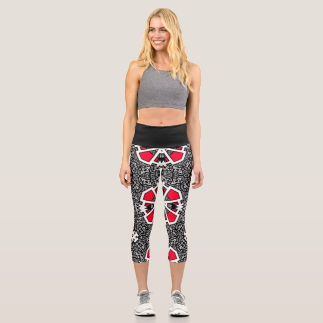 Band 16 Kaleidoskop Art Capri Leggings (Vorderseite)