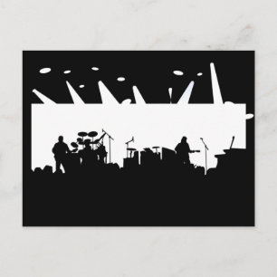 Band auf Bühne-Konzert-Silhouette B&W Postkarte