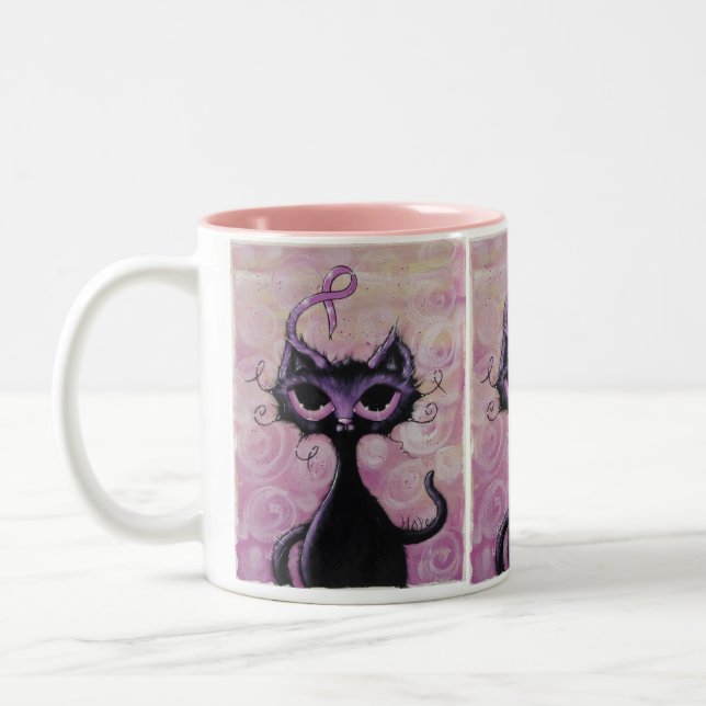 Band-Brustkrebs-Tasse des Kitty rosa Zweifarbige Tasse (Links)