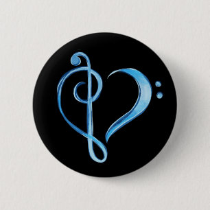 Band Class Bass and Treble Clef Heart Button