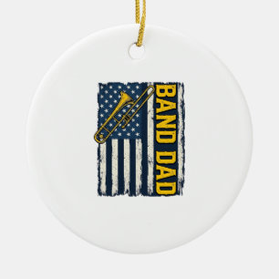 Band-Dad-Posaune-Amerikanische-Flagge-Vintage-Shir Keramik Ornament