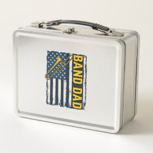 Band-Dad-Posaune-Amerikanische-Flagge-Vintage-Shir Metall Brotdose