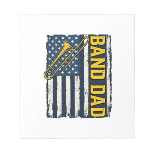 Band-Dad-Posaune-Amerikanische-Flagge-Vintage-Shir Notizblock