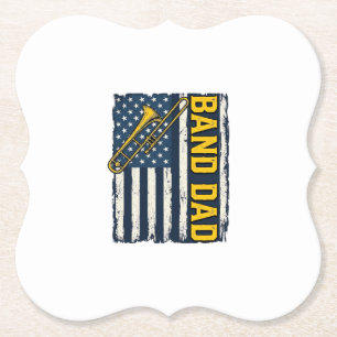 Band-Dad-Posaune-Amerikanische-Flagge-Vintage-Shir Untersetzer