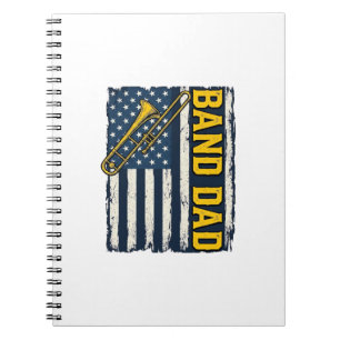 Band-Daddy-Posaune-Amerikanische-Flagge-Vintage-Sh Notizblock