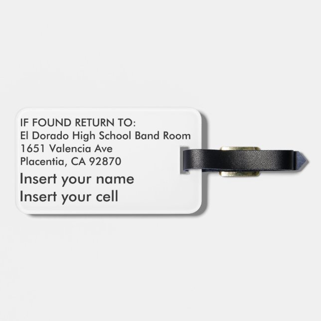 Band-Hawaii-Reise-Gepäckanhänger EL Dorado Gepäckanhänger (Rückseite horizontal)