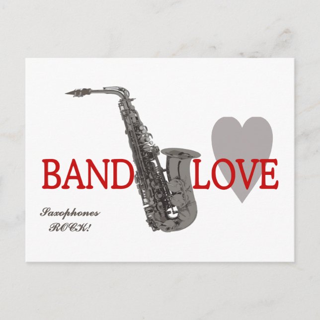Band Liebe/Saxophon Postkarte (Vorderseite)