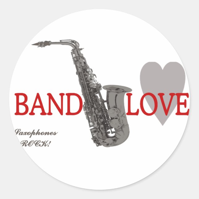 Band/Liebe/Saxophone Rock Runder Aufkleber (Vorderseite)
