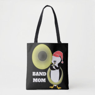 Band-Mama Baby-Pinguin spielt Tuba