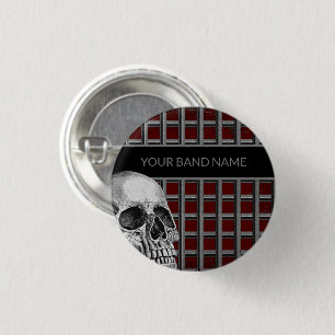 Band Merch Individuelle Name Skull Rock Roll Metal Button