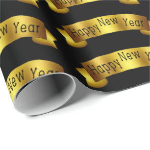 Band-Partyverpackung des Goldglücklichen neuen Geschenkpapier