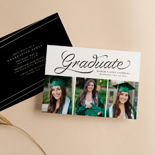 Band Schrift Absolvent trendy drei Foto Einladung