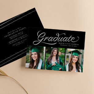 Band Schrift Absolvent trendy drei Foto Einladung