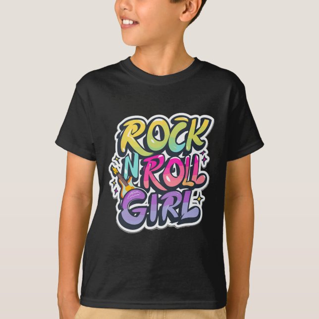 Band-Shirts für Kinder Rock'n'Roll Girl Rock and R T-Shirt (Vorderseite)