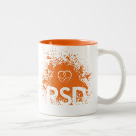 Band- u. Herzentwurf der Sprühfarbe RSD Zweifarbige Tasse