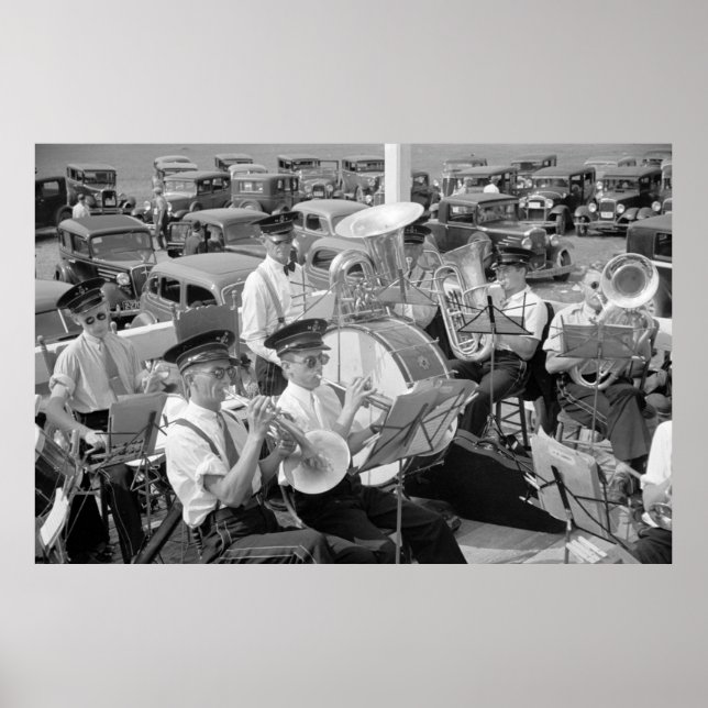 Band und klassische Autos der 30er Jahre Poster (Vorne)