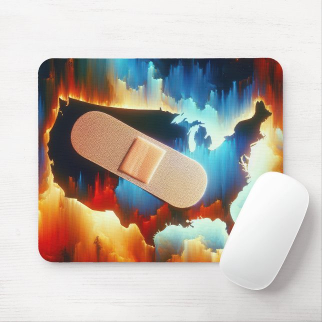 Bandage auf einer Neon USA Map Mousepad (Mit Mouse)
