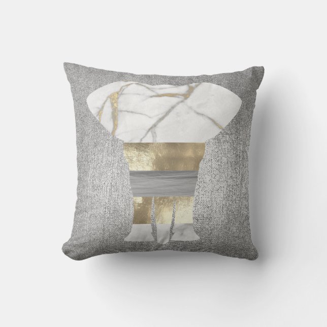 Bandage Elephant Conceptual Gray Gold Silver Kissen (Vorderseite)