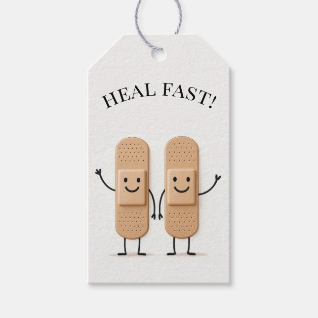 Bandage Stick Figure Couple Waving Geschenkanhänger (Vorderseite)