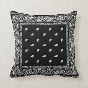 Bandana Black Throw Pillow Kissen