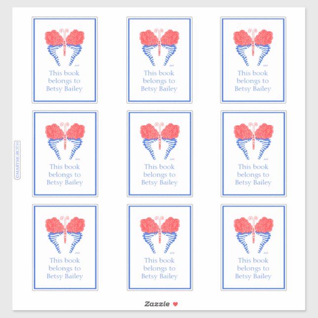 Bandana Butterfly Buchzeichen Aufkleber (Blatt)