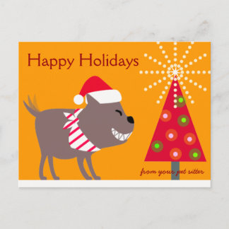 Bandana Dog & Christmas tree-orange Feiertagspostkarte