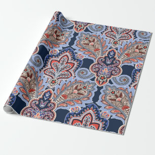 Bandana-Muster mit Paisley-Elementen. Vintager Han Geschenkpapier