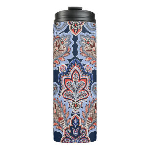 Bandana-Muster mit Paisley-Elementen. Vintager Han Thermosbecher