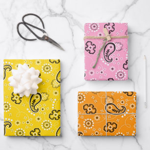 Bandana Orange Yellow Pink Moderne Girls Adventure Geschenkpapier Set