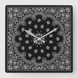bandana paisley square clock quadratische wanduhr