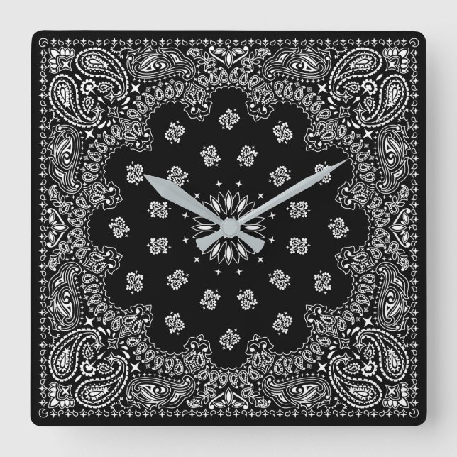 bandana paisley square clock quadratische wanduhr (Vorderseite)