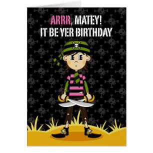 Bandana-Piraten-Mädchen-Karte