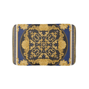 Bandana Print: Black Blue Gold. Badematte