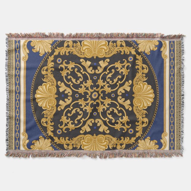 Bandana Print: Black Blue Gold. Decke (Vorderseite)