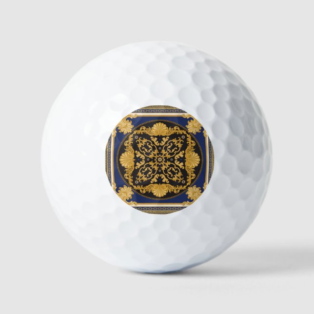 Bandana Print: Black Blue Gold. Golfball (Vorderseite)