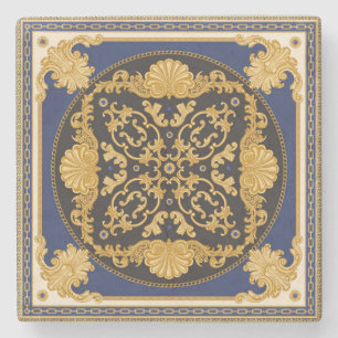 Bandana Print: Black Blue Gold. Steinuntersetzer