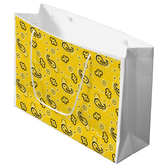 Bandana Yellow Retro Classic Moderner Spaß Große Geschenktüte (Vorderseite Schrägansicht)