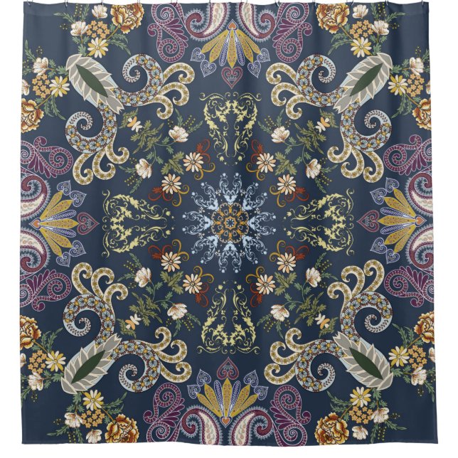Bandanna mit farbenfrohen Paisley-nahtlosen Muster Duschvorhang (Vorderseite)
