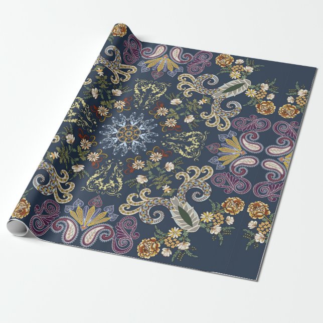 Bandanna mit farbenfrohen Paisley-nahtlosen Muster Geschenkpapier (Ungerollt)