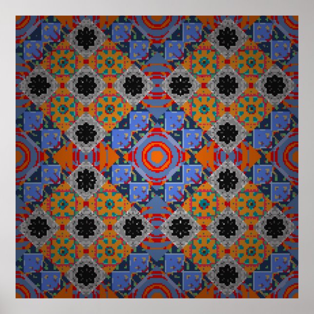 Bandanna shawl, Tischdecken, Stoffdesign, Seide Poster (Vorne)