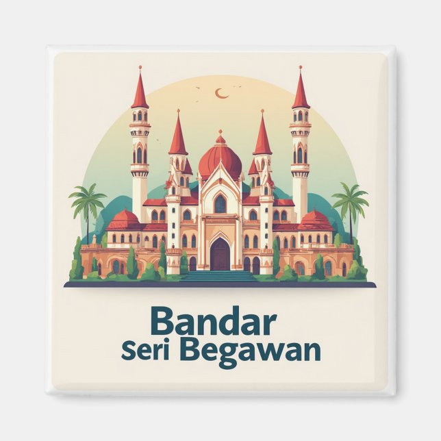 Bandar Seri Begawan mit roten Kuppeln Magnet (Vorne)
