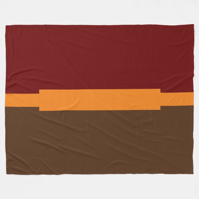 Banded Earthy Rustic Red Cocoa Brown Color Block Fleecedecke (Vorderseite (Horizontal))