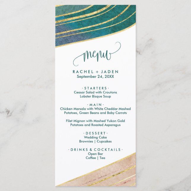 Banded Gemstone | Emerald Dinner Menu Card Menükarte (Vorderseite)