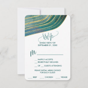 Banded Gemstone Emerald Menu Choice RSVP Card Karte